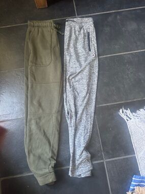 Champion Kids Sweatpants in Olive Green & Gray Heather